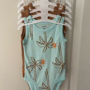 Carter's Palm Tree Print Kids One Piece - Blue and Brown